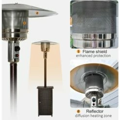 Outsunny 12KW Gas Patio Heater Terrace Standing Wicker Rattan Heater W/ Tabletop -Outsunny store 1180026 4