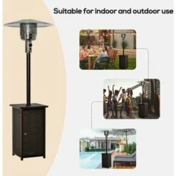 Outsunny 12KW Gas Patio Heater Terrace Standing Wicker Rattan Heater W/ Tabletop -Outsunny store 1180026 5