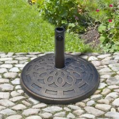 Outsunny 14kg Round Garden Parasol Base Decorative Resin Market Umbrella Stand -Outsunny store 1180028 3