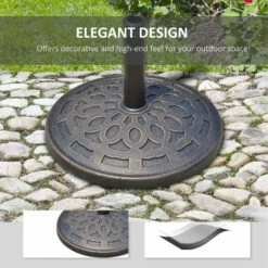 Outsunny 14kg Round Garden Parasol Base Decorative Resin Market Umbrella Stand -Outsunny store 1180028 4