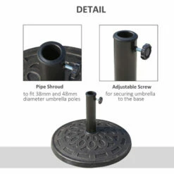 Outsunny 14kg Round Garden Parasol Base Decorative Resin Market Umbrella Stand -Outsunny store 1180028 5