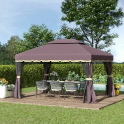 Outsunny 3x4m 2-Tier Gazebo Aluminium Garden Marquee Party Tent Canopy Coffee 4 Outsunny 3x4m 2-Tier Gazebo Aluminium Garden Marquee Party Tent Canopy Coffee -Outsunny store 1180037 3