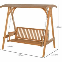 Outsunny Wooden Garden Swing Chair Seat Hammock Bench Lounger Outdoor 3 Seater -Outsunny store 1180046 2