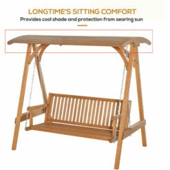 Outsunny Wooden Garden Swing Chair Seat Hammock Bench Lounger Outdoor 3 Seater -Outsunny store 1180046 5