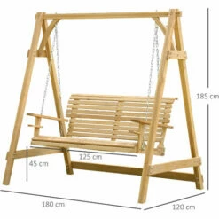 Outsunny Outdoor 2 Seater Larch Wood Wooden Garden Swing Chair Seat Hammock Bench Lounger -Outsunny store 1180047 2