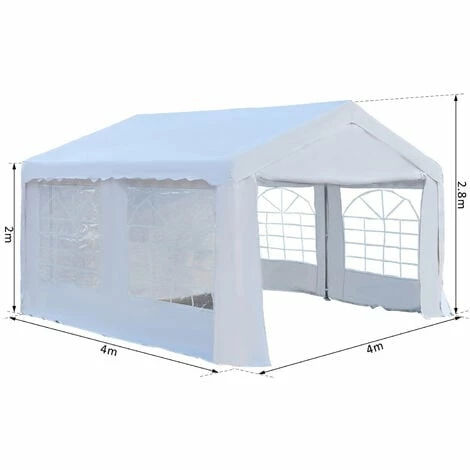 Outsunny 4m Gazebo Garden Marquee Canopy Party Carport Shelter Garage Tent White Outsunny 4m Gazebo Garden Marquee Canopy Party Carport Shelter Garage Tent White -Outsunny store 1180055 2