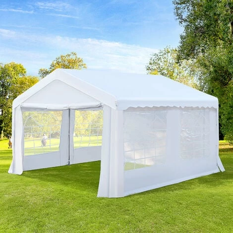 Outsunny 4m Gazebo Garden Marquee Canopy Party Carport Shelter Garage Tent White Outsunny 4m Gazebo Garden Marquee Canopy Party Carport Shelter Garage Tent White -Outsunny store 1180055 3