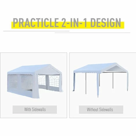 Outsunny 4m Gazebo Garden Marquee Canopy Party Carport Shelter Garage Tent White Outsunny 4m Gazebo Garden Marquee Canopy Party Carport Shelter Garage Tent White -Outsunny store 1180055 4