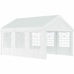 Outsunny 6m Garden Gazebo Portable Carport Shelter W/ Removable Sidewalls&Doors