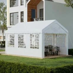 Outsunny 6m Garden Gazebo Portable Carport Shelter W/ Removable Sidewalls&Doors -Outsunny store 1180056 3
