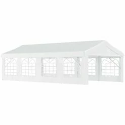 Outsunny 8m Gazebo Garden Marquee Canopy Party Carport Shelter Garage Tent White
