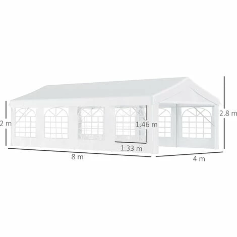 Outsunny 8m Gazebo Garden Marquee Canopy Party Carport Shelter Garage Tent White Outsunny 8m Gazebo Garden Marquee Canopy Party Carport Shelter Garage Tent White -Outsunny store 1180057 2