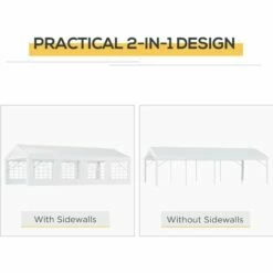 Outsunny 8m Gazebo Garden Marquee Canopy Party Carport Shelter Garage Tent White 6 Outsunny 8m Gazebo Garden Marquee Canopy Party Carport Shelter Garage Tent White -Outsunny store 1180057 5