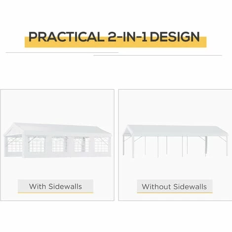 Outsunny 8m Gazebo Garden Marquee Canopy Party Carport Shelter Garage Tent White Outsunny 8m Gazebo Garden Marquee Canopy Party Carport Shelter Garage Tent White -Outsunny store 1180057 5