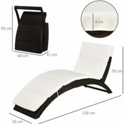 Outsunny Garden Rattan Sun Lounger Foldable Patio Recliner Chaise Chair Brown 3 Outsunny Garden Rattan Sun Lounger Foldable Patio Recliner Chaise Chair Brown -Outsunny store 1180058 2