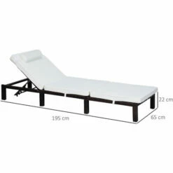 Outsunny Garden Rattan Furniture Recliner Lounger Sun Reclining Daybed Patio -Outsunny store 1180065 2