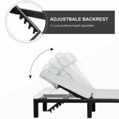 Outsunny Garden Rattan Furniture Recliner Lounger Sun Reclining Daybed Patio -Outsunny store 1180065 4