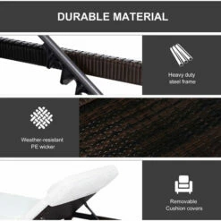 Outsunny Garden Rattan Furniture Recliner Lounger Sun Reclining Daybed Patio -Outsunny store 1180065 5