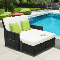 Outsunny Garden Rattan Furniture Set 2 Seater Patio Sun Lounger Daybed Sun Bed 8 Outsunny Garden Rattan Furniture Set 2 Seater Patio Sun Lounger Daybed Sun Bed -Outsunny store 1180066 3