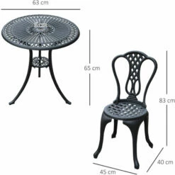 Outsunny Garden Bistro Set Outdoor Table Chairs Aluminium Patio Lawn Furniture -Outsunny store 1180095 2