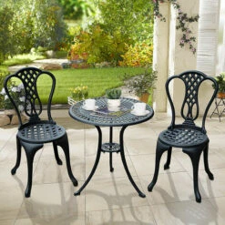 Outsunny Garden Bistro Set Outdoor Table Chairs Aluminium Patio Lawn Furniture -Outsunny store 1180095 3