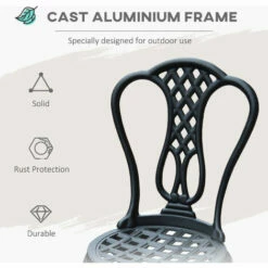 Outsunny Garden Bistro Set Outdoor Table Chairs Aluminium Patio Lawn Furniture -Outsunny store 1180095 5