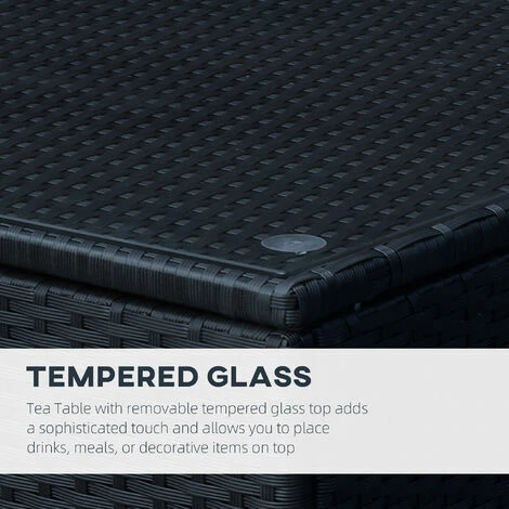 Outsunny Side Table Furniture Tempered Glass Garden Patio Wicker Black Outsunny Side Table Furniture Tempered Glass Garden Patio Wicker Black -Outsunny store 1180101 4