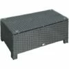 Outsunny Garden Rattan Side Table,Wicker Coffee Desk, Glass Top, Black -Outsunny store 1180103 1