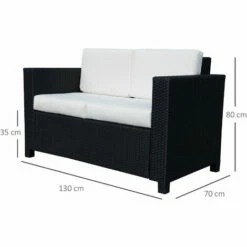 Alternative view of Outsunny 2 Seater Rattan Sofa Wicker Outdoor Furniture Chair - Black