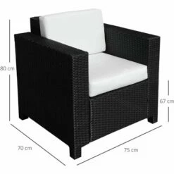 Outsunny Garden Patio Rattan Wicker Furniture Single Cube Chair Sofa Outdoor Black 3 Outsunny Garden Patio Rattan Wicker Furniture Single Cube Chair Sofa Outdoor Black -Outsunny store 1180109 2