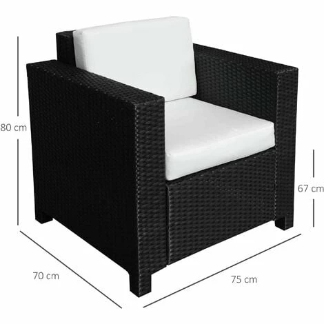 Outsunny Garden Patio Rattan Wicker Furniture Single Cube Chair Sofa Outdoor Black Outsunny Garden Patio Rattan Wicker Furniture Single Cube Chair Sofa Outdoor Black -Outsunny store 1180109 2