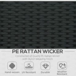 Outsunny Garden Patio Rattan Wicker Furniture Single Cube Chair Sofa Outdoor Black 5 Outsunny Garden Patio Rattan Wicker Furniture Single Cube Chair Sofa Outdoor Black -Outsunny store 1180109 4