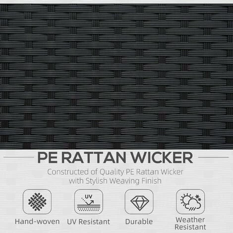 Outsunny Garden Patio Rattan Wicker Furniture Single Cube Chair Sofa Outdoor Black Outsunny Garden Patio Rattan Wicker Furniture Single Cube Chair Sofa Outdoor Black -Outsunny store 1180109 4