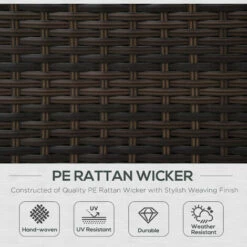 Outsunny Garden Patio Rattan Wicker Furniture Single Cube Chair Sofa Outdoor Brown -Outsunny store 1180110 4