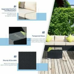 Outsunny 8pc Rattan Sofa Garden Furniture Aluminium Outdoor Patio Set Black -Outsunny store 1180111 4