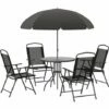 Outsunny 6PC Garden Dining Set Outdoor Furniture Folding Chairs Table Parasol 2 Outsunny 6PC Garden Dining Set Outdoor Furniture Folding Chairs Table Parasol -Outsunny store 1180115 1