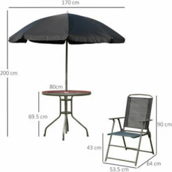 Outsunny 6PC Garden Dining Set Outdoor Furniture Folding Chairs Table Parasol 3 Outsunny 6PC Garden Dining Set Outdoor Furniture Folding Chairs Table Parasol -Outsunny store 1180115 2
