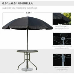Outsunny 6PC Garden Dining Set Outdoor Furniture Folding Chairs Table Parasol 5 Outsunny 6PC Garden Dining Set Outdoor Furniture Folding Chairs Table Parasol -Outsunny store 1180115 4