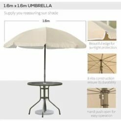 Outsunny 6PC Garden Dining Set Outdoor Furniture Folding Chairs Table Parasol -Outsunny store 1180116 5