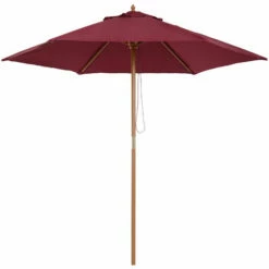 Outsunny 2.5m Wood Garden Parasol Sun Shade Patio Outdoor Wooden Umbrella Canopy