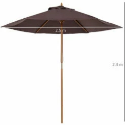 Outsunny 2.5m Wood Garden Parasol Sun Shade Patio Outdoor Wooden Umbrella Canopy -Outsunny store 1180144 2