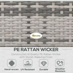 Outsunny 3Pcs Rattan Corner Sofa Set Coffee Table Garden Furniture W/ Cushion -Outsunny store 12200281 4