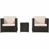 Outsunny 3Pcs Patio 2 Seater Rattan Sofa Garden Furniture Set Coffee W/ Cushions -Outsunny store 12200283 1