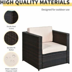 Outsunny 3Pcs Patio 2 Seater Rattan Sofa Garden Furniture Set Coffee W/ Cushions -Outsunny store 12200283 5