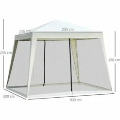 Outsunny 3x3m Outdoor Gazebo Canopy Tent Event Shelter W/ Mesh Screen Side White -Outsunny store 12200315 2