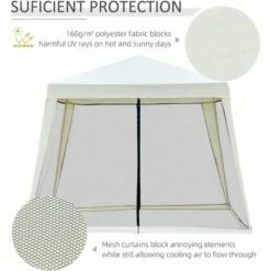 Outsunny 3x3m Outdoor Gazebo Canopy Tent Event Shelter W/ Mesh Screen Side White -Outsunny store 12200315 4