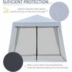 Outsunny 3x3m Outdoor Gazebo Canopy Tent Event Shelter W/ Mesh Screen Side Grey -Outsunny store 12200316 4