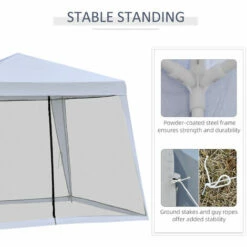 Outsunny 3x3m Outdoor Gazebo Canopy Tent Event Shelter W/ Mesh Screen Side Grey -Outsunny store 12200316 5