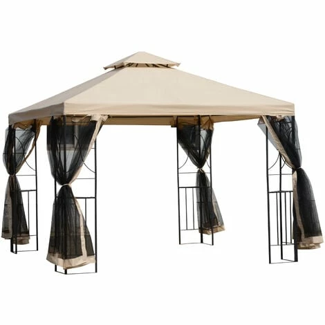 Outsunny 3x3(m) Outdoor Gazebo Patio Pavilion Canopy Tent w/ Netting & Shelf Outsunny 3x3(m) Outdoor Gazebo Patio Pavilion Canopy Tent W/ Netting & Shelf -Outsunny store 12200317 1