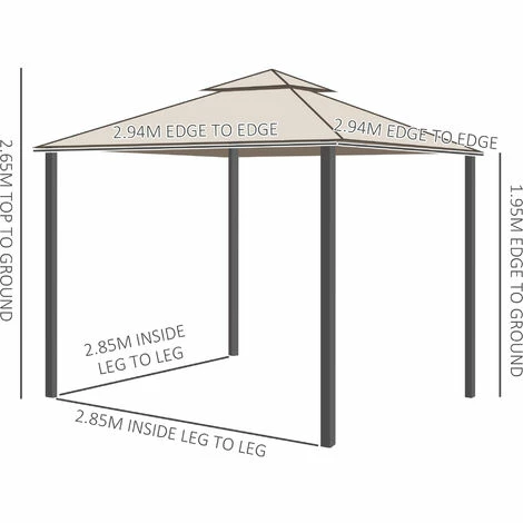 Outsunny 3 x 3 m Metal Gazebo Garden Outdoor 2-Tier Roof Marquee Party Tent Taup Outsunny 3 X 3 M Metal Gazebo Garden Outdoor 2-Tier Roof Marquee Party Tent Taup -Outsunny store 12200318 2